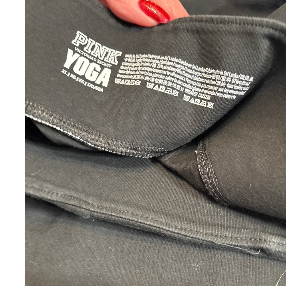 Victoria's Secret PINK Yoga Leggings XL Black Rhinestone Stud Logo Graphic - Picture 5 of 5